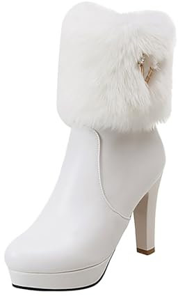 Stivali da Neve Donna Stivaletto Donna Tacco Basso Texani Donna Stivali Estivi Donna Tacchi Bianchi Stivali Invernali Donna Stivaletti con Pelo Donna Stivali Donna Pelle