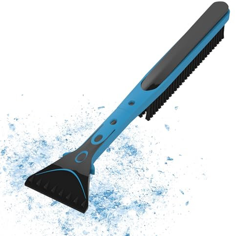 AUPROTEC Auto Schneebesen mit Eiskratzer 2in1 Abnehmbarer Scheibenkratzer, aus robustem ABS, Schwarz-Blau