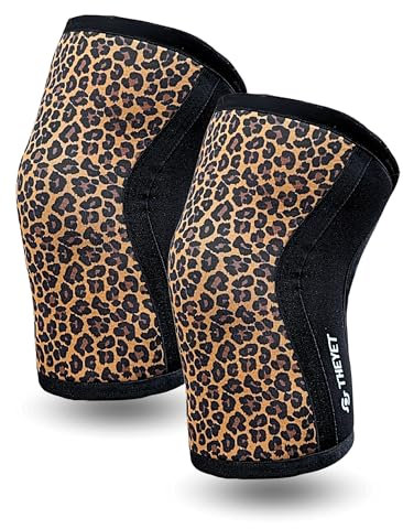Theyet Kniebandage Crossfit 7mm Neopren Kompression | Wendbare Tierdruck Knieschoner für Männer und Frauen | Kniestütze für Fitness, Powerlifting, Kraftsport & Gym | Support für Knie, Gewichtheben