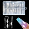 ZAHRVIA Coffin Nail Tips-120 Pcs Medium Length Coffin Clear Nail Tips, 3D Diamond Shape Designs Soft Gel Tip Full Cover Acrylic Nail Tips, Nail Extension 15 Sizes