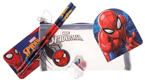 Kids Licensing Spider-Man gefülltes Netz-Federmäppchen mit Schreibwaren, mehrfarbig, Einheitsgröße, klassisch