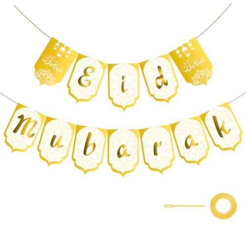 Eid Mubarak Girlande, Eid Mubarak Dekoration, Ramadan Deko, Eid Mubarak Banner, für Ramadan Dekoration Islam Eid Feier Hängebanner Wanddekoration Partyzubehör