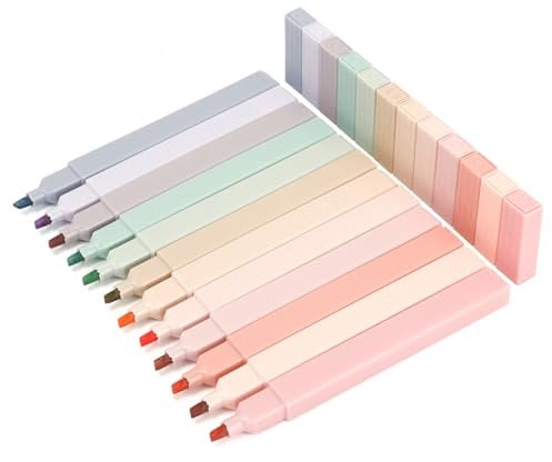 loacuony Textmarker Pastell,12 Stück Textmarker,Pastell Textmarker,Bibelmarker,Textmarker Set,Highlighter Pen,Leuchtstifte,Marker Stifte,Stifte Aesthetic,Schulsachen,Bibel Textmarker,Schul Sachen