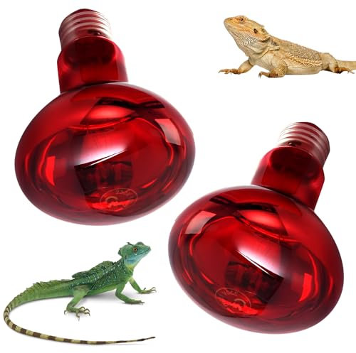 KBIBCK Reptilien Rotlichtlampe, 2 Stück Rotlichtlampe Wärmelampe 100W, Rotlichtlampe Birne, Reptilien Wärmelampe Terrarium, E27 Base Infrarot Wärmelampe, für Schildkröten, Schlangen, Hühner, Hunde