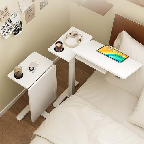 Rolling Laptop Couch Desk Adjustable Height Bed Tray With Legs & Wheels Mobile Bed Computer Desk With Anti-fall Flap For Reading Eating Breakfast Work
