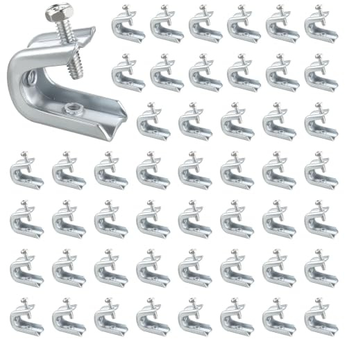 AOKLIT 50 Stück 0,6 cm x 20 Trägerklemmen | Trägerklemme Stahlschraube Klein C Klemmen mit Schrauben für Gewindedrahtring