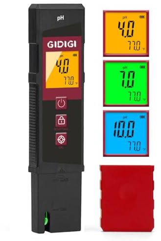 Digitales pH Messgerät für Wasser mit LED, pH-Tester mit Farb-LED-Bildschirm für Pools, pH Level Tester mit ATC, Monitor für Hydrokultur,Spa, Whirlpool, Aquarium, Trinkwasser,statt pH-Papier