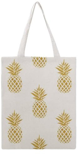 VYJLOO Gold Ananas Damen Shopper Canvas Handtasche Einkaufstasche Tragetasche Schultertasche Umhängetaschen 38×46cm