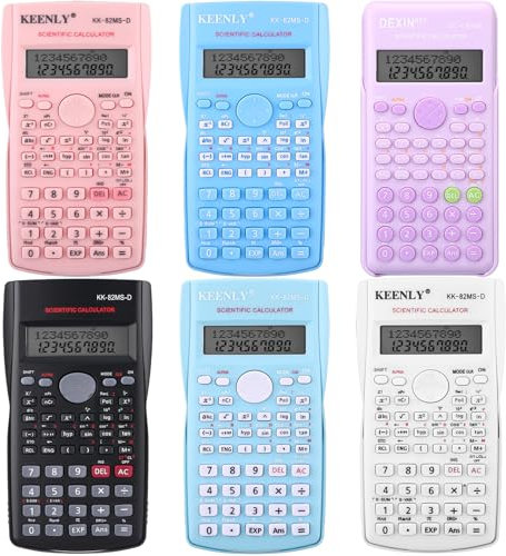 Tellegloww 6 Pack 2 Line Scientific Calculator 240 Function Black/White/Green/Blue/Pink/Purple Non Graphing Calculator for Engineering Students Function Calculators School Financial Business Office