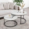 G-LEAF Set mit 2 Runden Beistelltischen/Satztische-Weißes Marmor Tischplatte & Schwarz Metallrahmen | Modernes Nesting Couchtische für Wohnzimmer, Schlafzimmer, Dekoration (Ø 70cm/Ø 50cm)