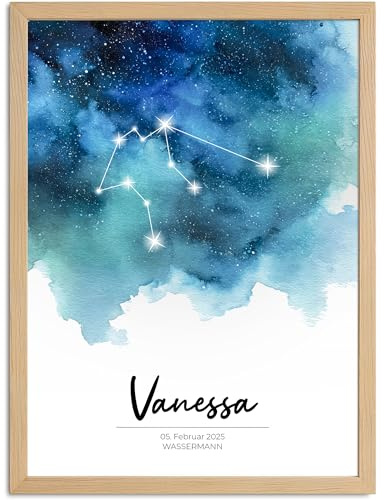 SpecialMe® Baby Poster Sternzeichen personalisiert | Geburtsposter mit Sternbild Name Geburtsdatum |Geschenkidee Taufe