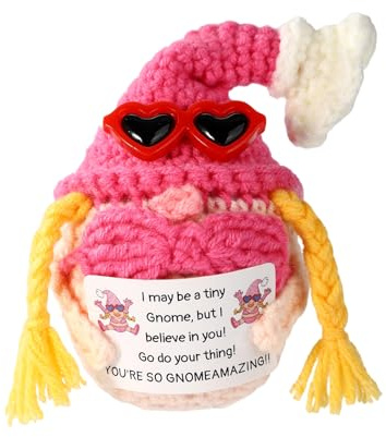 Gehäkelter Wichtel, Handgemachter Gestrickter Positiver Unterstützungswichtel mit Ermutigungskarte Entzückende Inspirierende Positive Puppe für Freunde Familie Kollegen