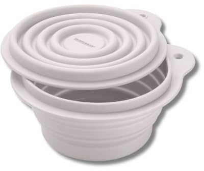 Fackelmann Snacking-Box faltbar rund – Platzsparender, hitzebeständiger Lebensmittelbehälter für unterwegs, 14.5 x 13 x 6.5 cm, creme weiß