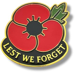 Anstecknadel mit Mohnblumen-Motiv, Gedenktag, Lest We Forget