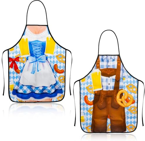 KWJEIULSOQ 2 Stück Schürze Oktoberfest,Kochschürze Lustige Grillschürze für Männe Damen für Freien, Kochen, Gärtnern, Keramikkunst und Mehr