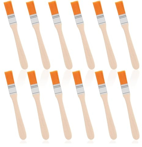 12 Pcs 1/2 Inch Flat Paint Brushes - Nylon Bristles for Paint and Glue | Controlled 1/2 Inch Width, Smooth Nylon Bristles, Wooden Handles For Steady Grip, Paint And Glue Work In Tight Corners