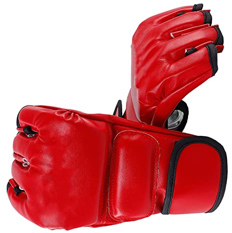 HEEPDD Gloves Open Palm for Adult Sports MMA Gloves Half Finger Red PU Material Kickboxing Nan Protective Equipment