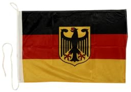 Bootsfahne Deutschland mit Wappen 30 x 40 cm - Premium Bootsflagge, wetterfest & UV-beständig, mit Strick & Schlaufe, für Boot, Yacht, Segelschiff & maritime Deko