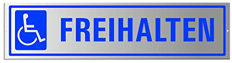 Parkplatzschild Parkplatzreservierer aus silber matt eloxiertem Aluminium Freihalten 400 x 100 mm Nr.35409-EB