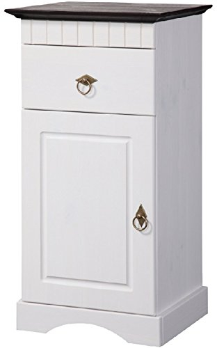 clever-moebel Kommode Kiefernholz weiß-braun, Unterschrank, Badschrank, Badmöbel