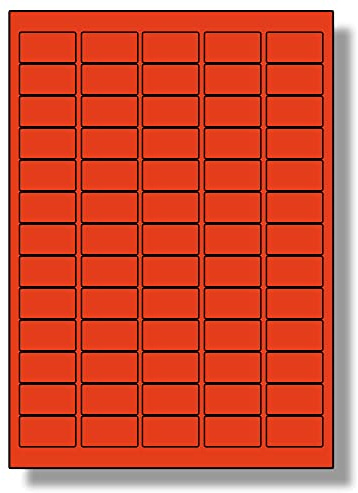 Label Planet® 65 Per Sheet, 5 Sheets (325 Crimson RED Labels). Coloured Paper Labels, 38.1 x 21.2mm, LP65/38 C.