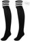 CHIC DIARY Damen Mädchen Kinder Strümpfe Overknee Kniestrümpfe gestreifte Sportsocken College Socks Baumwollstrümpfe, Weiß Streifen auf Schwarz, Einheitsgröße