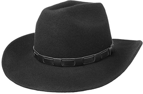 Lipodo Cowboyhut Damen/Herren - Westernhut aus Wollfilz - Filzhut mit Lederband - Wollhut Made in Italy - Hut Herbst/Winter - Wollfilzhut L (58-59 cm)