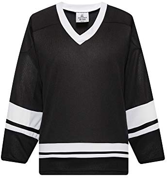 EALER H400 Series Blank Ice Hockey Practice Jersey League Jersey for Men and Boys - Senior and Junior - Adult and Youth Black/White
