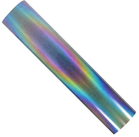 SWINTENG Reflective Heat Transfer Vinyl PU Glossy Rainbow Holographic Iron On HTV Roll for Fabric (12inch x 5 feet)
