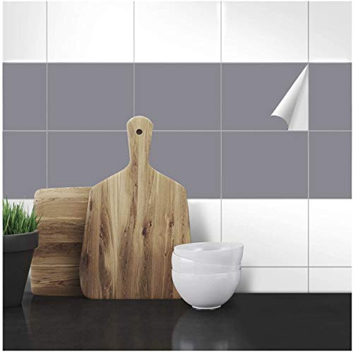 Holoras - 50 adesivi per piastrelle di bagno e cucina, stacca e attacca, dimensioni 15 x 15 cm, Grigio, 4 * 4 inches