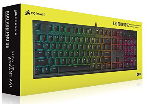 Corsair K60 RGB Pro SE Mechanical Gaming Keyboard - CHERRY Mechanical Keyswitches - Durable AluminumFrame - Customizable Per-Key RGB Backlighting - PBT Double-Shot Keycaps - Detachable Palm Rest