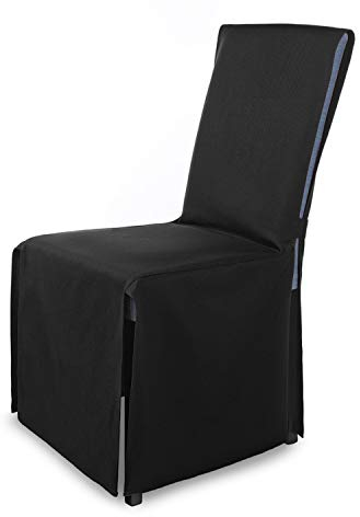 SCHEFFLER-Home Stuhlhusse Mila 4er Set/Festlicher Stuhlbezug mit Schleife für Weihnachten, Hochzeit, Geburtstag/Elegante Bankett-Husse für jeden Anlass und Stuhl/Für Esszimmer, Wohnzimmer/Schwarz