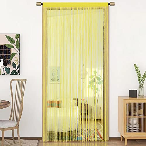 HSYLYM String Türvorhang Fensterdekoration Raumteiler Dekoration Einzelvorhang für Fenster 90x200cm Sanftes Gelb