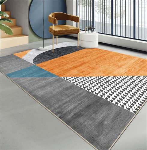 Home Teppich Outdoor Teppich Draussen Outdoor Orange-grauer rutschfester Mattenteppich im geometrischen Design außerhalb des Teppichbereichs 180X250CM Bettvorleger Schlafzimmer Rutschfest Designer Tep
