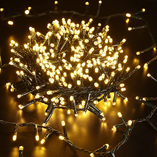 BrizLabs Weihnachten Lichterkette Warmweiß, 7.5M 300 LED Cluster Lichterkette Außen Strom 8 Modi Wasserdicht Weihnachtsdeko Lichterkette für Innen Zimmer Christbaum Party Geburtstag Hochzeit Balkon
