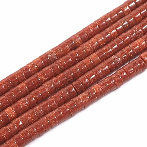 ACYUNLEI 1 Strand Natural Gemstone Heishi Beads, 4x2mm Loose Flat Round Undyed Cylinder Spacer Stone for Bracelet Earrings Jewelry Making, Golden Sand