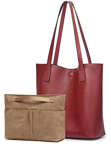 S-ZONE Damen Handtasche Echtes Leder Mittelgroß Crossbody Bag Shopper Umhängetasche Fashion Hobo Schultertasche Toto Bag Geldbörse