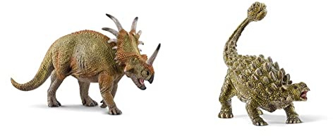 SCHLEICH 15033 Spielfigur -Styracosaurus Dinosaurs, Mehrfarbig & 15023 Dinosaurs Spielfigur - Ankylosaurus, Spielzeug ab 4 Jahren