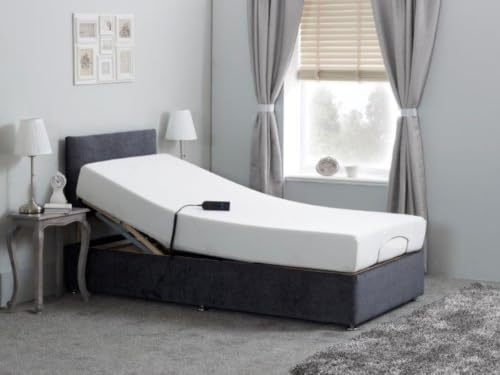 sleepkings Dream Well Adjustable Electric Bed with Memory Foam Mattress and Headboard, Supports Up to 25 Stones, Electric Bed for Disabled, Charcoal Grey (3ft Single)