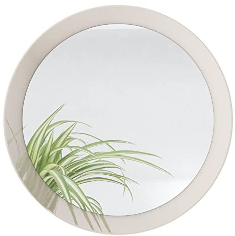 Vladon Spiegel Globe 50 cm, Made in Germany, dekorativer runder Wandspiegel für Flur und Wohnzimmer mit MDF-Rahmen in Sandgrau Hochglanz