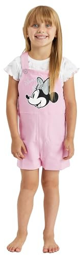Disney Girls Minnie Mouse Dungarees T Shirt Top Set (Minnie Mouse, 3-4 Years)