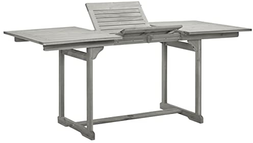 Yolola Table de jardin extensible en bois avec trou pour parasol, table de salle à manger, table de jardin, table de terrasse, balcon, table à manger, ensemble de meubles de jardin en bois (120-170) x