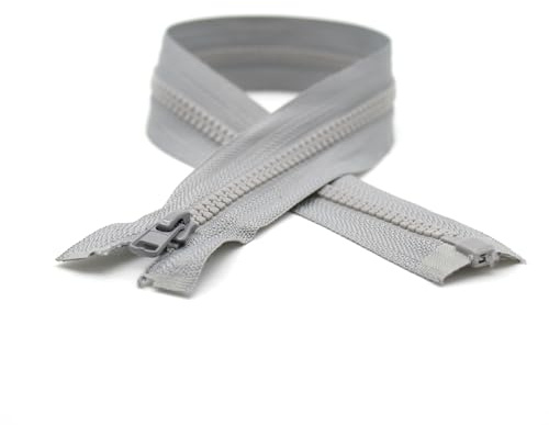 DOJA Barcelona | Cerniera Giubbotto Aperta | 10 Pz | 60cm | Numero 5 | Grigio Fumo | Chiusure Zip Giubbotto | Cerniera per Giubbotto da Cucire | Ricambi Cerniera Lampo Giacca, Pantalone, Borsa, Jeans