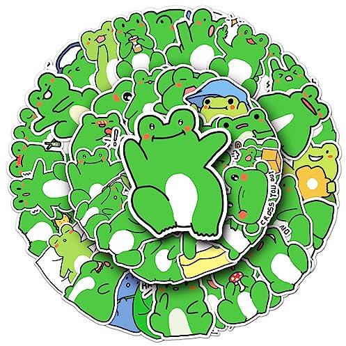 Frosch-Aufkleber für Laptop (50 Stück), Geschenk für Kinder, Teenager, Erwachsene, Mädchen, Jungen, wasserdichte Aufkleber für Wasserflasche, Frosch, Vinyl-Aufkleber für Sammelalbum, Skateboard,