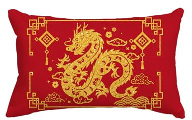 Artoid Mode Drache Chinesisches Neujahr 2025 Kissenbezug, 30x50 cm Saisonnal Winter Zierkissenbezug Cushion Cover Couch Wohnzimmer Deko