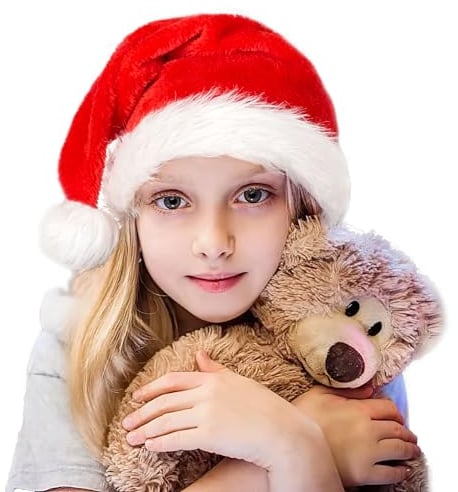 MICTER Weihnachtsmütze, Weihnachtsmütze für Junge/Mädchen, Weihnachtsmann Mütze Rot, Weihnachtsmütze Plüsch, Weihnachtszubehör