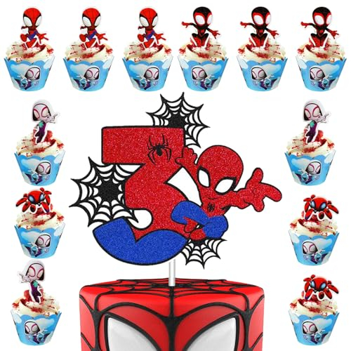 VOCDEMERI Spider Tortendeko 25 Stück Cupcake Topper tortenaufleger Muffin Deko Kuchen spider Dekoration Supplies Cupcake Party Zubehör für Kinder Geburtstag
