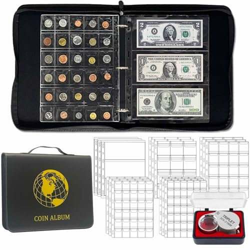 321 Taschen Münzsammelalbum Buch für Sammler, 312 Taschen Münzen Sammelalbum und 9 Hüllen Papiergeld Münzen Sammelalbum für Münzen, Währung, Sammelbedarf, Briefmarke, Rechnung
