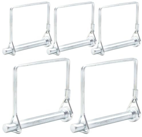 CEEYSEE 5 perni di sicurezza da 8 mm x 70 mm, con chiusura di bloccaggio, staffa quadrata in zincato, per rimorchi, trattori, ribaltabili, fattoria, tosaerba (F.8 mm x 70 mm)