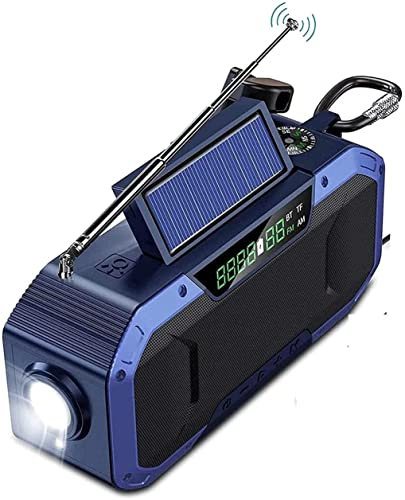 LEONYS Emergency Weather Radio, 5000mAh Power Bank USB Charger for Cellphone, Hand Crank Solar Radio Bright Flashlight, NOAA/AM/FM Portable Radio, SOS Alarm